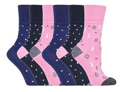 Gentle Grip - 6er Pack Damen Baumwolle Ohne Gummibund Socken | Socken mit Bunt Elegant Motiv (37/42, SOLRH205) von Sock Snob