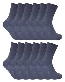 Sock Snob 12er Pack Damen Thermo Diabetikersocken Ohne Gummi Extra Weit Thermosocken Für Winter (37-42, Dunkelblau) von Sock Snob