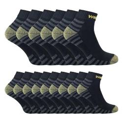 Sock Snob 15er Pack Herren Arbeitssocken Kurz Atmungsaktive Gepolsterte Knöchel Sneaker Socken mit Verstärkter Ferse und Zehen (39-45, 15 Paare) von Sock Snob