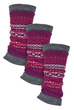 Sock Snob 3er Pack Kinder Beinwärmer für Winter Thermo Lange Warm Stricken Beinstulpen (Einheitsgröße, Beere) von Sock Snob