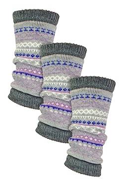 Sock Snob 3er Pack Kinder Beinwärmer für Winter Thermo Lange Warm Stricken Beinstulpen (Einheitsgröße, Hellgrau) von Sock Snob