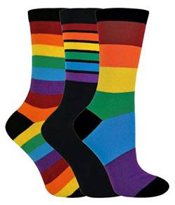 Sock Snob - 3er Pack Kinder Jungen Mädchen Regenbogen Socken mit Bunt Streifen (30-36, Regenbogen) von Sock Snob