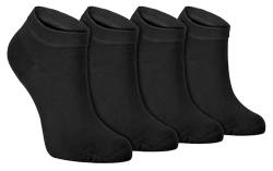 Sock Snob - 4er Pack Herren und Damen Atmungsaktiv Bambus Quarter Kurz Sneaker Socken für Sommer (37-42 EU, Schwarz) von Sock Snob