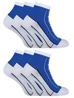 Sock Snob 6er Pack Socken Die Wie Schuhe Aussehen Herren und Damen | Baumwoll Schuhdesign Socken für Basketballschuhe (37-40, Blau) von Sock Snob