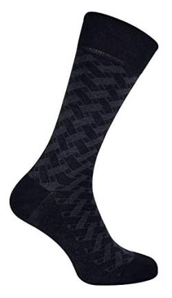 Sock Snob - Herren Atmungsaktiv Bio Gemustert Muster Uni Bambus Socken (39/45 EU, Schwarz Grau Blöcke) von Sock Snob