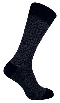 Sock Snob - Herren Atmungsaktiv Bio Gemustert Muster Uni Bambus Socken (39/45 EU, Schwarz Grau Klein Diamanten) von Sock Snob