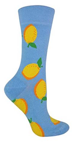 TALKIE - Damen Baumwolle Bunt Essen Muster Socken mit Obst Gemüse Motiv für Geschenk (37/42 EU, Zitrone) von Sock Snob
