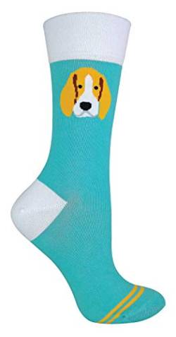 TALKIE - Damen Baumwolle Lustig Bunt Socken mit Hundemotiv und Katzenmotiv für Geschenk (37/42 EU, Beagle Hellgrün) von Sock Snob