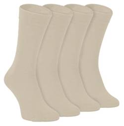 sock snob - 4er Pack Herren und Damen Atmungsaktiv Bio Uni Bambus Socken (37-42 EU, Beige) von Sock Snob