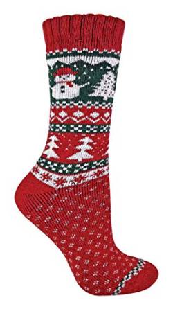 sock snob - Damen 1 Paar Strick Warm Thermo Wolle Weihnachtssocken für Geschenk (37/42 EU, Schneemann) von Sock Snob