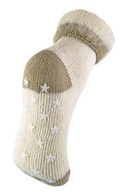 sock snob Damen Creme Winter Alpaka Wolle Anti Rutsch Kuschelsocken mit Sternen Abs (37/42, 07 Beige) von Sock Snob