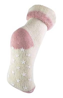 sock snob Damen Creme Winter Alpaka Wolle Anti Rutsch Kuschelsocken mit Sternen Abs (37/42, 08 Salmon) von Sock Snob