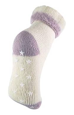 sock snob Damen Creme Winter Alpaka Wolle Anti Rutsch Kuschelsocken mit Sternen Abs (37/42, 09 Purple) von Sock Snob