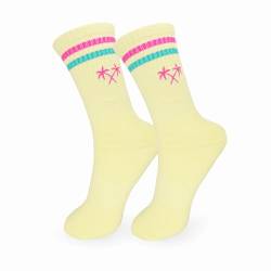 Bunte Socken Tennissocken mit Muster Lange Socken für Damen & Herren Freizeitsocken gesticktes Logo (DE/NL/SE/PL, Numerisch, 35, 40, Regular, Regular, Miami) von SockIT Socks