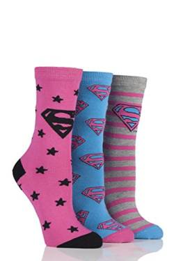 Damen 3 Pair DC Superman/Superwoman Logo Socken Sortiert 37-42 von SockShop