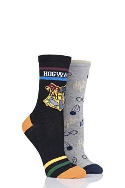 Harry Potter SOCKSHOP Damen Hogwarts und Golden Snitch Baumwolle Socken 2 Paar Packung Sortiert 36-40 von SockShop