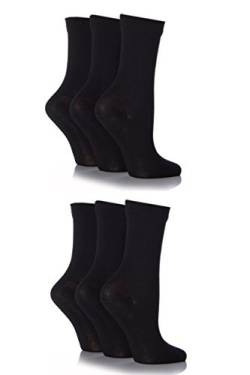 SockShop Damen 6 Paar Komfortmanschette Bambus Socken - Schwarz 37-41 von SockShop