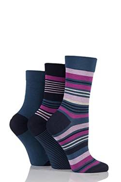 SockShop Damen Bambussocken mit Komfortbündchen Packung mit 3 Damson/Magenta 36-41 von SockShop