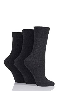 SockShop Damen Bambussocken mit Komfortbündchen Packung mit 3 Grau 37-42 von SockShop