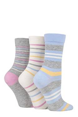 SockShop Damen Bambussocken mit Komfortbündchen Packung mit 3 Pastellstreifen 37-42 von SockShop