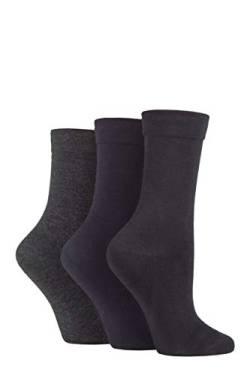 SockShop Damen Bambussocken mit Komfortbündchen Packung mit 3 Schwarz/Marine/Grau 37-42 von SockShop