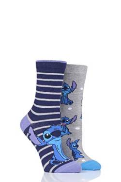 SockShop Damen Disney Lilo and Stitch Baumwollsocken Packung mit 2 Gemischt 37-42 von SockShop