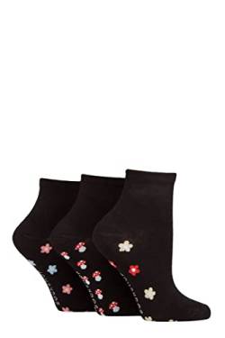 SockShop Damen Gemustert Bambus Knöchelsocken Packung 3 Gemusterte Sohle Retro Blumen 37-42 von SockShop