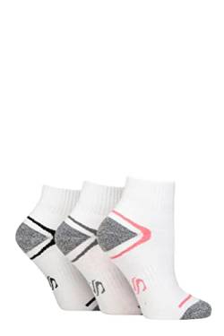 SockShop Damen Leistung Sport Gepolstert Knöchelsocken Packung mit 3 Weiß 37-42, perfekt für Sport und Fitnessstudio von SockShop
