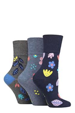 SockShop Gentle Grip Damen Colourburst Socken Packung 3 Blumiger Pop 37-42 von SockShop