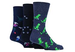 SockShop Gentle Grip Herren Fun Feet Socken Packung 3 Dinosaurier 39-45 von SockShop