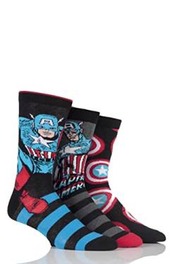 SockShop Herren 3 Paar Marvel Captain America Baumwolle-Socken 40-45 von SockShop