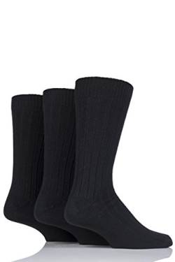 SockShop Herren 3 Paar gerippt Baumwolle Socken - Schwarz 40-45 von SockShop