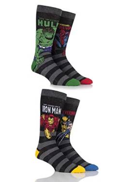 SockShop Herren 4 Paar Marvel Comics Mix Hulk, Spider-Man, Iron Man & Wolverine Socken 46-48 von SockShop