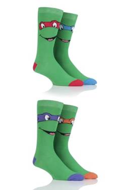 SockShop Herren 4 Paar Teenage Mutant Ninja Turtles Baumwolle Socken - Grün 40-45 von SockShop