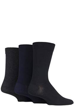 SockShop Herren Comfort Cuff Bambus Gestreifte und Einfarbige Socken Packung Mit 3 (Schwarz Marine Grau, 46-48) von SockShop