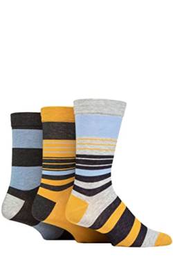 SockShop Herren Comfort Cuff Bambus Gestreifte und Einfarbige Socken Packung Mit 3 Blauhäher 39-45 von SockShop