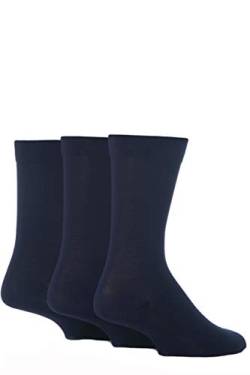 SockShop Herren Comfort Cuff Bambus Gestreifte und Einfarbige Socken Packung Mit 3 Marine 46-48 von SockShop