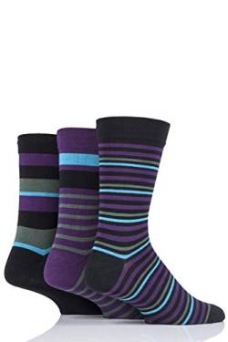 SockShop Herren Comfort Cuff Bambus Gestreifte und Einfarbige Socken Packung Mit 3 Schwarz 46-48 von SockShop