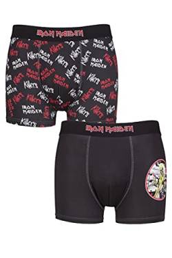 SockShop Herren Iron Maiden Exklusiv Geschenkbox Klassisch Rockmusik Schwermetall Boxer Shorts Packung mit 2 Schwarz L von SockShop