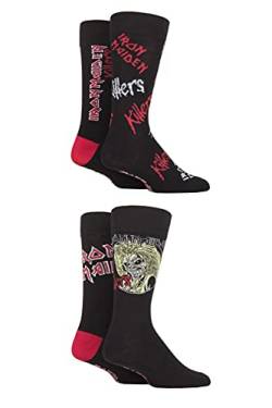 SockShop Herren Iron Maiden Exklusiv Geschenkbox Rockmusik and Schwermetall Baumwollsocken Packung mit 4 Schwarz 39-45 von SockShop