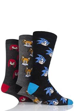 SockShop Herren Sonic the Hedgehog, Knuckles und Tails Baumwollsocken 3er Pack Sortiert 40-45 von SockShop