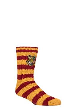 SockShop Herren und Damen Harry Potter Klobige Slippersocken mit Zopfmuster Packung 1 Sortiert 37-42 von SockShop