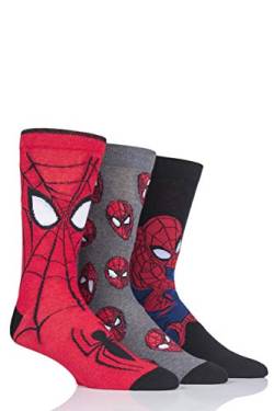 SockShop Herren und Damen Marvel Spider-Man Baumwollsocken Packung mit 3 Gemischt 40-45 von SockShop