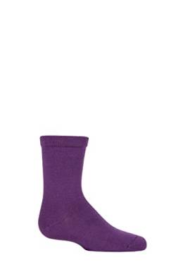SockShop Kinder Schmucklos Mid-gewicht Bambus Socken mit Komfortbündchen und glatte Zehennähte Packung 1 Violett 27-30 von SockShop