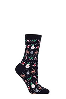 SockShop Lazy Panda Bambus Weihnachtssocken (Packung 1) (Marine Weihnachten, 36-42) von SockShop