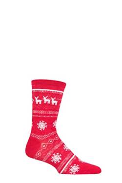 SockShop Lazy Panda Bambus Weihnachtssocken (Packung 1) (Rot Schlittenfahrt, 46-48) von SockShop