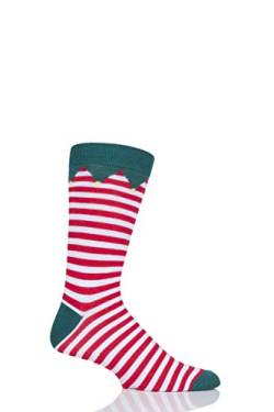 SockShop Lazy Panda Bambus Weihnachtssocken Packung 1, Elf gestreift (40-46) von SockShop