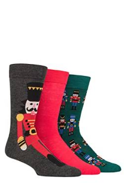 SockShop Lazy Panda Herren Weihnachten Bambussocken Packung 3 Nussknacker 40-45 von SockShop