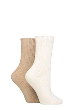 SockShop Wildfeet Damen Kaschmir Socken Packung 2 Schnee/Beige 37-42 von SockShop