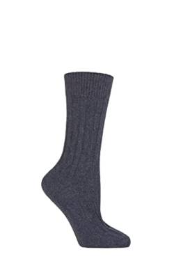 SockShop of London Damen 1 Paar Bettsocken mit Zopfmuster aus 100% Kaschmir - Mitternacht 36-40 von SockShop